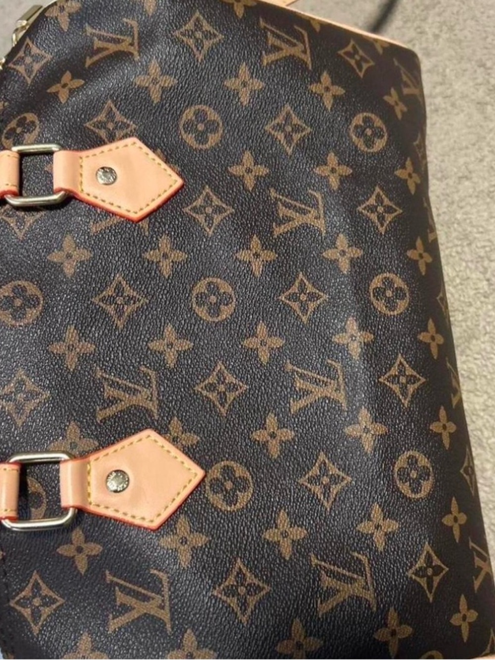 Louis Vuitton Monogram Satchel with Pale Pink Trim and Red Edge - Picture 3 of 4